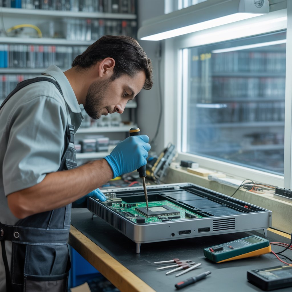 a photograph of a focused male technicia k7zzaxuittg0kbqfg4yaoq 0lzax9f3swoe2ocdaxhvlw