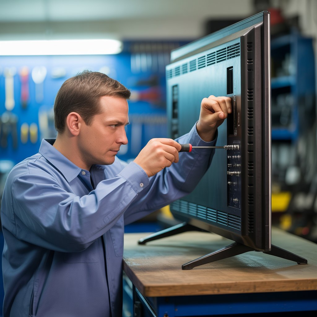 a photograph of a focused technician rep y99b8duasrg4e cyvdtovw 7mueesw5thkrhlgryogdfg